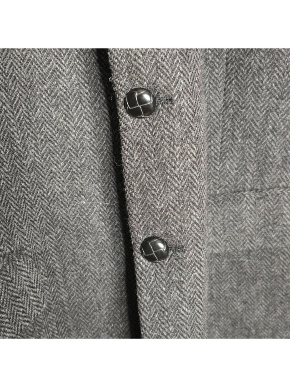 Vintage Ralph Lauren Herringbone Tweed Wool Blazer 44L Gray Lined Two-Button - Picture 4 of 11